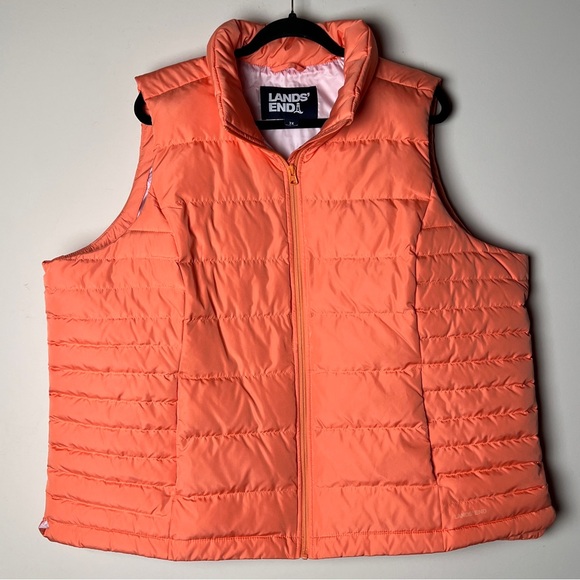 Lands' End Jackets & Blazers - Lands' End Vibrant Orange/Peach Puffer Down Vest 2X 20W-22W woman’s
